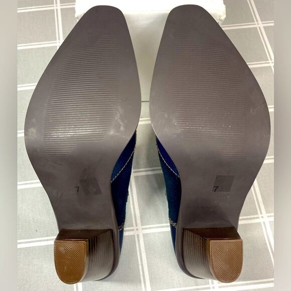 Western Blue Leather Suede Mules Boot Shoes Womens Size 7 Cowgirl Clog Booties - Picture 9 of 11